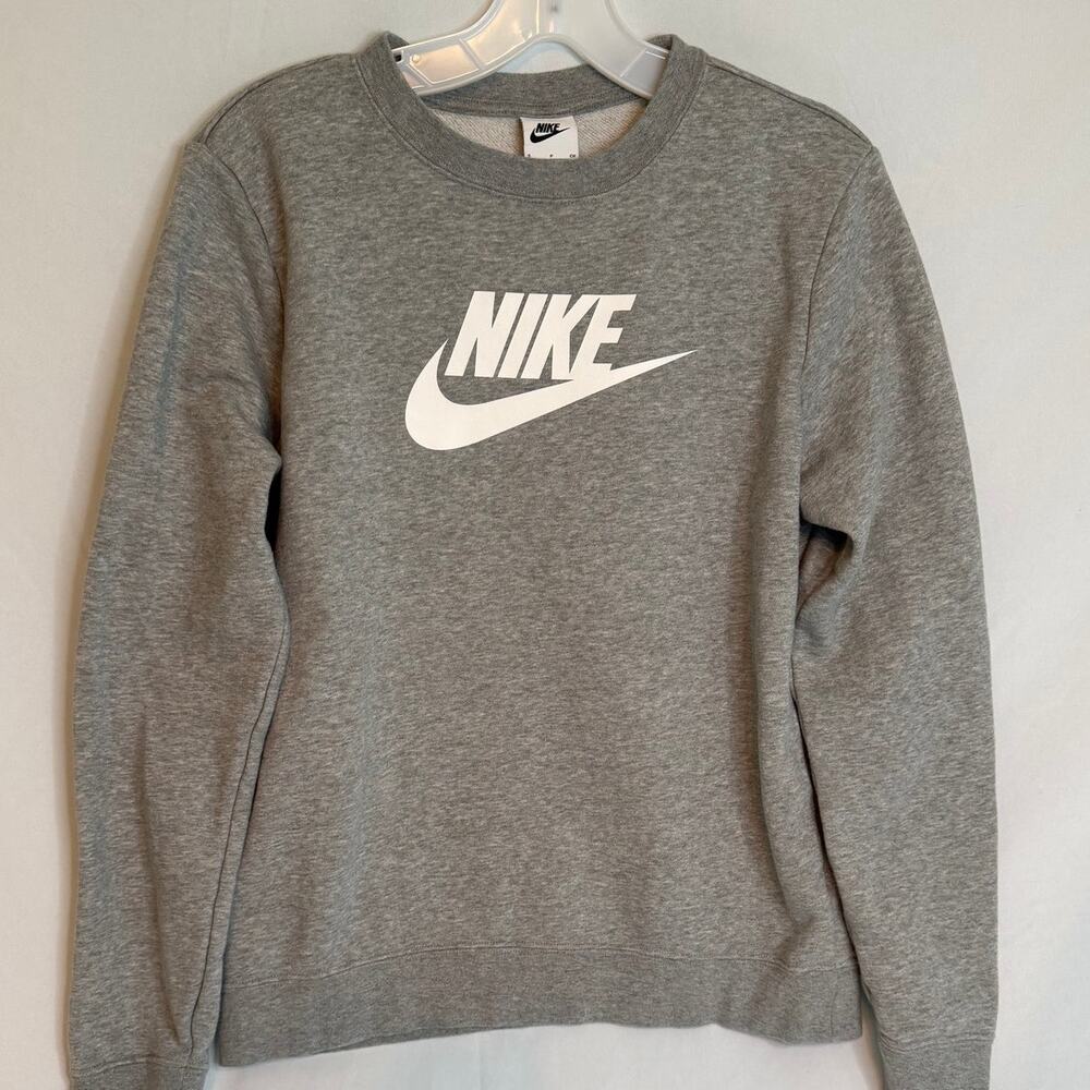 NikeNike Gray Crewneck Sweatshirt‎ Small White Logo Pullover